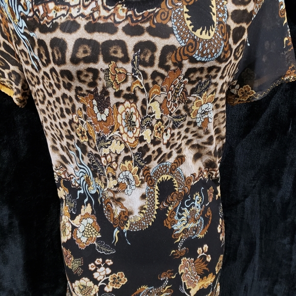 Roberto Cavalli Leopard Mesh Shirt Size M - Picture 2 of 4